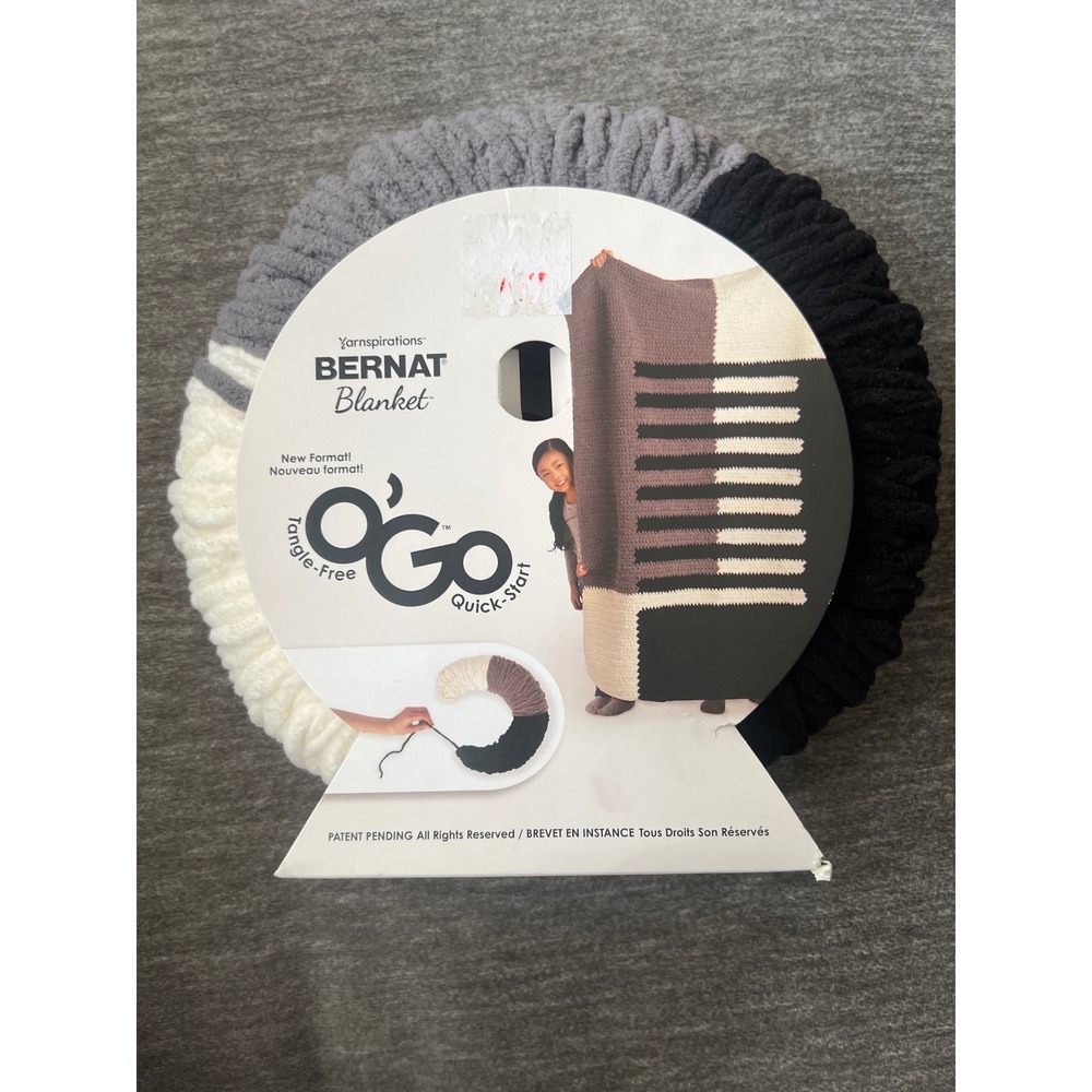 Bernat Blanket O'Go Yarn Monochrome Black Grey White Super Bulky 10.5oz NWT